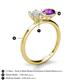 4 - Tanya Oval Shape White Sapphire & Cushion Shape Amethyst 2 Stone Duo Ring 