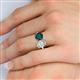 5 - Tanya Oval Shape White Sapphire & Cushion Shape London Blue Topaz 2 Stone Duo Ring 