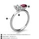4 - Tanya Oval Shape IGI Certified Lab Grown Diamond & Cushion Shape Rhodolite Garnet 2 Stone Duo Ring 