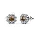 1 - Fleur 2.40 ctw Smoky Quartz and Lab Grown Diamond Floral Halo Stud Earrings 