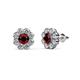 1 - Fleur 2.60 ctw Red Garnet and Lab Grown Diamond Floral Halo Stud Earrings 