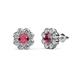 1 - Fleur 2.44 ctw Rhodolite Garnet and Lab Grown Diamond Floral Halo Stud Earrings 