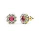 1 - Fleur 2.44 ctw Rhodolite Garnet and Lab Grown Diamond Floral Halo Stud Earrings 