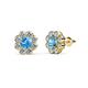 1 - Fleur 2.56 ctw Blue Topaz and Lab Grown Diamond Floral Halo Stud Earrings 