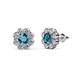 1 - Fleur 2.70 ctw London Blue Topaz and Lab Grown Diamond Floral Halo Stud Earrings 