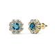 1 - Fleur 2.70 ctw London Blue Topaz and Lab Grown Diamond Floral Halo Stud Earrings 