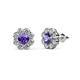 1 - Fleur 2.24 ctw Iolite and Lab Grown Diamond Floral Halo Stud Earrings 