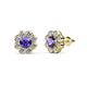 1 - Fleur 2.24 ctw Iolite and Lab Grown Diamond Floral Halo Stud Earrings 