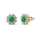 1 - Fleur 2.40 ctw Emerald and Lab Grown Diamond Floral Halo Stud Earrings 