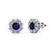 1 - Fleur 3.10 ctw Blue Sapphire and Lab Grown Diamond Floral Halo Stud Earrings 