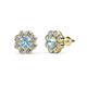 1 - Fleur 2.24 ctw Aquamarine and Lab Grown Diamond Floral Halo Stud Earrings 