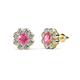 1 - Fleur 2.24 ctw Pink Tourmaline and Lab Grown Diamond Floral Halo Stud Earrings 