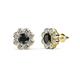 1 - Fleur 2.80 ctw Black Diamond and Lab Grown Diamond Floral Halo Stud Earrings 