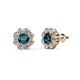 1 - Fleur 2.40 ctw Blue Diamond and Lab Grown Diamond Floral Halo Stud Earrings 