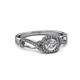 3 - Amy Desire 1.05 ctw IGI Certified Lab Grown Diamond Round (6.50 mm) & Natural Diamond Round (1.10 mm) Swirl Halo Engagement Ring 