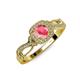 4 - Amy Desire 1.12 ctw Pink Tourmaline Round (6.50 mm) & Natural Diamond Round (1.10 mm) Swirl Halo Engagement Ring 