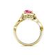 5 - Amy Desire 1.12 ctw Pink Tourmaline Round (6.50 mm) & Natural Diamond Round (1.10 mm) Swirl Halo Engagement Ring 