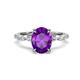 1 - Laila 2.20 ctw Amethyst Oval Shape (9x7 mm) Hidden Halo Engagement Ring 