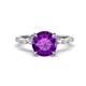 1 - Laila 2.38 ctw Amethyst (8.00 mm) Hidden Halo Engagement Ring 