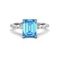 1 - Laila 3.48 ctw Blue Topaz Emerald Shape (9x7 mm) Hidden Halo Engagement Ring 