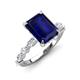 3 - Laila 3.38 ctw Created Blue Sapphire Emerald Shape (9x7 mm) Hidden Halo Engagement Ring 