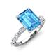 3 - Laila 3.48 ctw Blue Topaz Emerald Shape (9x7 mm) Hidden Halo Engagement Ring 