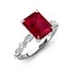 3 - Laila 3.44 ctw Created Ruby Emerald Shape (9x7 mm) Hidden Halo Engagement Ring 