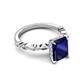 4 - Laila 3.38 ctw Created Blue Sapphire Emerald Shape (9x7 mm) Hidden Halo Engagement Ring 