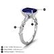 5 - Laila 3.38 ctw Created Blue Sapphire Emerald Shape (9x7 mm) Hidden Halo Engagement Ring 