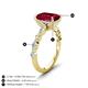 5 - Laila 3.44 ctw Created Ruby Emerald Shape (9x7 mm) Hidden Halo Engagement Ring 