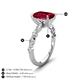 5 - Laila 3.44 ctw Created Ruby Emerald Shape (9x7 mm) Hidden Halo Engagement Ring 