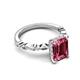 4 - Laila 3.33 ctw Pink Tourmaline Emerald Shape (9x7 mm) Hidden Halo Engagement Ring 