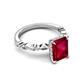 4 - Laila 3.44 ctw Created Ruby Emerald Shape (9x7 mm) Hidden Halo Engagement Ring 