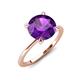 4 - Morgan 1.30 ctw Center Amethyst with Prong Studded Natural Diamond Solitaire Plus Engagement Ring 