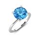 4 - Morgan 1.40 ctw Center Blue Topaz with Prong Studded Natural Diamond Solitaire Plus Engagement Ring 