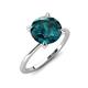 4 - Morgan 1.40 ctw Center London Blue Topaz with Prong Studded Natural Diamond Solitaire Plus Engagement Ring 