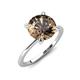 4 - Morgan 1.33 ctw Center Smoky Quartz with Prong Studded Natural Diamond Solitaire Plus Engagement Ring 