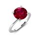 4 - Morgan 1.65 ctw Center Created Ruby with Prong Studded Natural Diamond Solitaire Plus Engagement Ring 