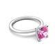 4 - Morgan 2.00 ctw Center Created Pink Sapphire with Prong Studded Natural Diamond Solitaire Plus Engagement Ring 