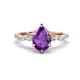 1 - Laila 1.69 ctw Amethyst Pear Shape (9x6 mm) Hidden Halo Engagement Ring 