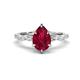 1 - Laila 2.17 ctw Created Ruby Pear Shape (9x6 mm) Hidden Halo Engagement Ring 