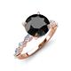 3 - Laila 3.48 ctw Black Diamond (8.00 mm) Hidden Halo Engagement Ring 