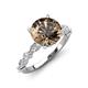 3 - Laila 2.28 ctw Smoky Quartz (8.00 mm) Hidden Halo Engagement Ring 