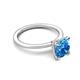 4 - Morgan 2.15 ctw Center Blue Topaz with Prong Studded Natural Diamond Solitaire Plus Engagement Ring 