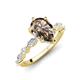 3 - Laila 1.74 ctw Smoky Quartz Pear Shape (9x6 mm) Hidden Halo Engagement Ring 