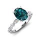 3 - Laila 2.90 ctw London Blue Topaz Oval Shape (9x7 mm) Hidden Halo Engagement Ring 