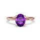 1 - Morgan 1.83 ctw Oval Shape Amethyst (9x7 mm) with Prong Studded Diamond Solitaire Plus Engagement Ring 