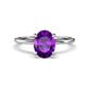 1 - Morgan 1.83 ctw Oval Shape Amethyst (9x7 mm) with Prong Studded Diamond Solitaire Plus Engagement Ring 