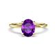 1 - Morgan 1.83 ctw Oval Shape Amethyst (9x7 mm) with Prong Studded Diamond Solitaire Plus Engagement Ring 