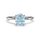 1 - Morgan 1.88 ctw Oval Shape Aquamarine (9x7 mm) with Prong Studded Diamond Solitaire Plus Engagement Ring 